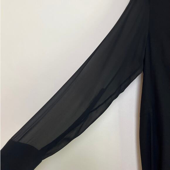 Helmut Lang Womens Wool Silk Button Up Sheer Tunic Top Size Large Black Minimal - Picture 2 of 8